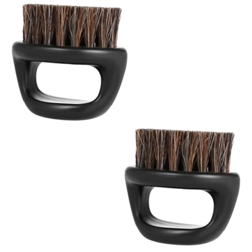 Beatifufu 2pcs Shaving Beard Brush Men's Round Handle Boar Bristle Brush Fade for Men Portable Grooming Tools