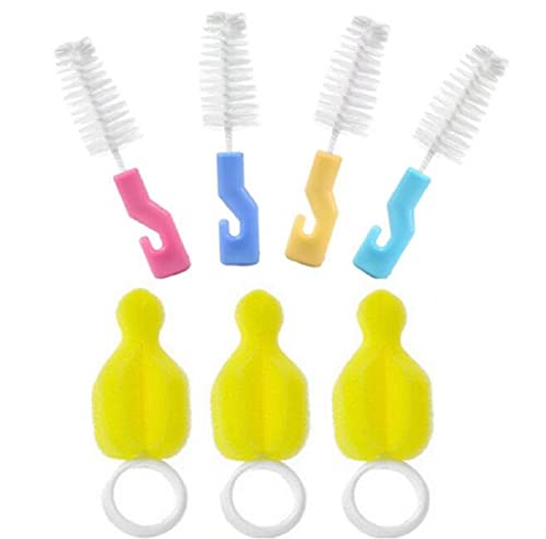 Baby Nipple Milk Bottle Brush Pacifier Sponge Cleaning Brushes Cleaner Brushing Brush for All Nipples Baby Bottle Coffee Cup,Random Color