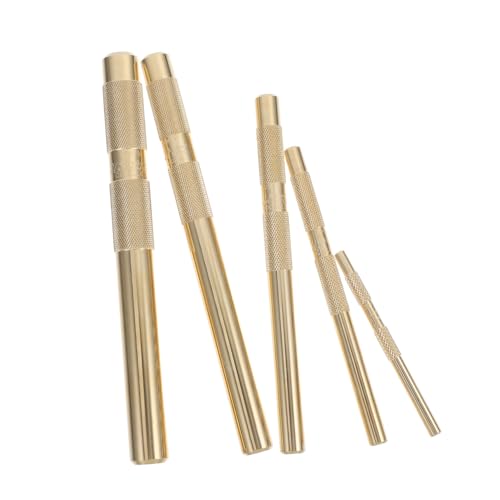 YOSADIER Brass Punch Tool Set 5pcs 1/4" to 3/4" Pin Punches for Accurate Hole Punching in Metal and Leather for Automotive and Watch Repair