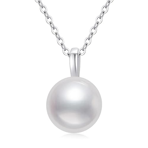 10K Gold Freshwater Culturend Pearl Pendant Necklaces for Women, Birthda Jewelry Gifts for Her, 16-18 Inch