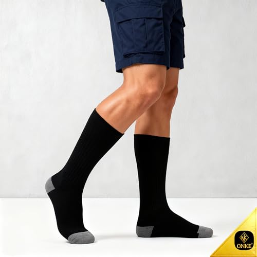 image for ONKE Max Full Cushion Crew Socks for Men Heavy Duty Work Boot Steel To