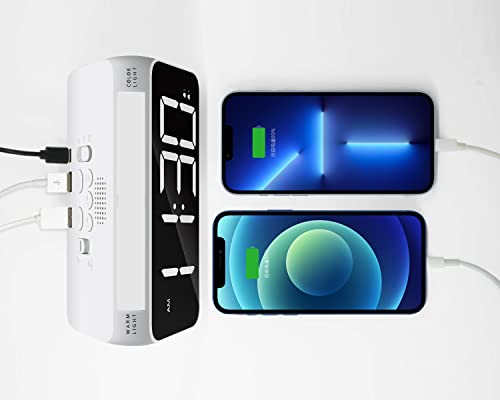 Netzu Digital Alarm Clock, Alarm Clocks For Bedrooms With 8 Color Night Light, Large Led Display, Dual Alarm, Dimmer, Usb Charger Port, Bedside Clock For Kids, Seniors (Upgrade) (White) #TOP5