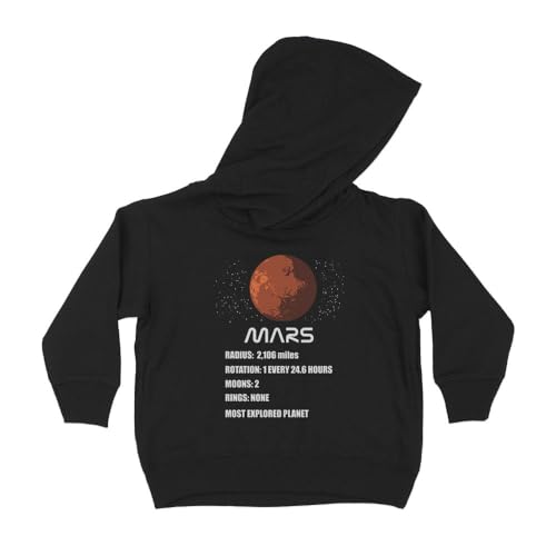 Mars Planet Info Kids Hoodie Sweatshirt Toddler 5T Black