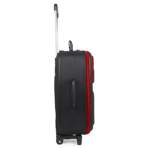 Image of Lightweight Model Polyester Soft-Side 65Cm Medium Chack-in Luggage Trolley Bag...(Medium 24 inches)- Spinner Wheels (Red Black)