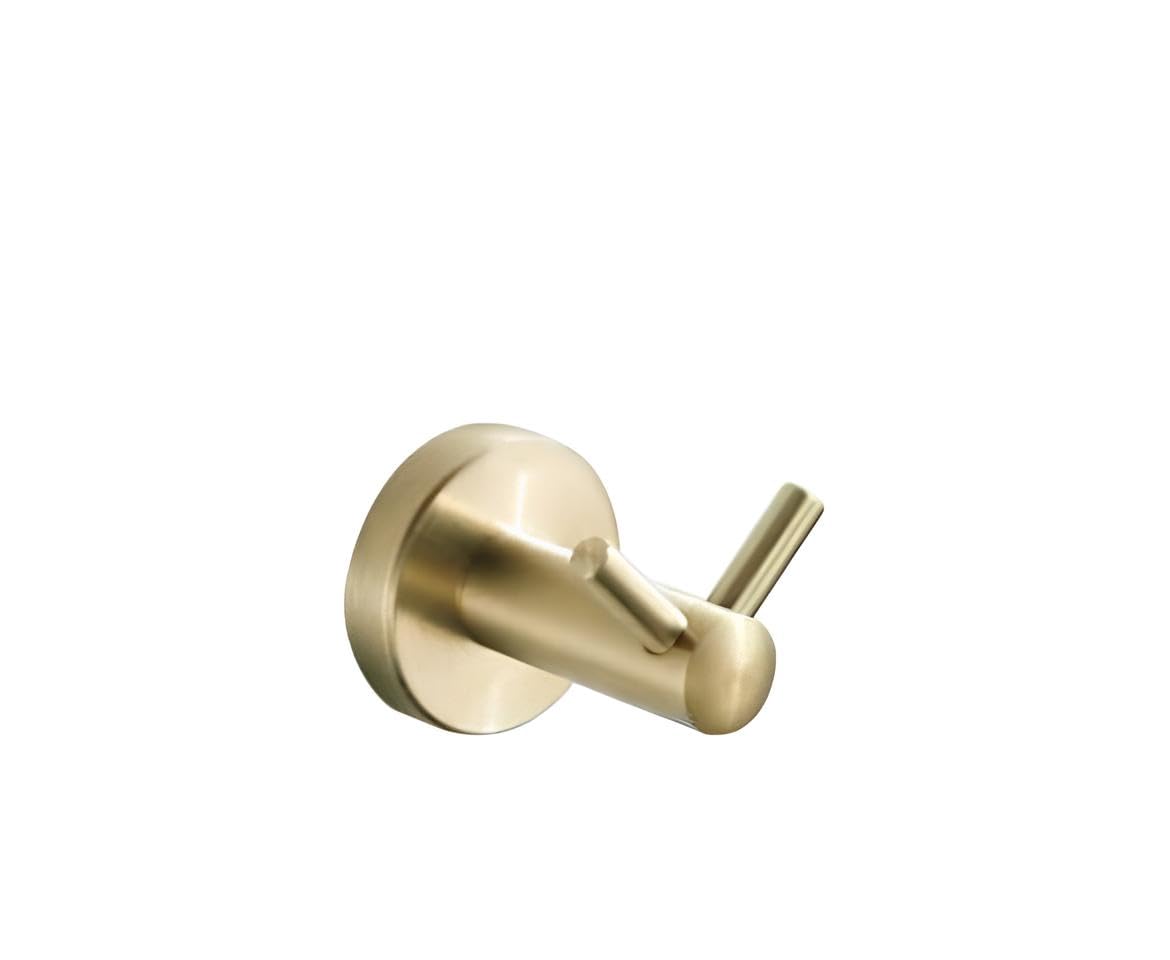 Housler® Brushed Brass Round Bathroom Accessories (Gold) (Round double Robe hook)