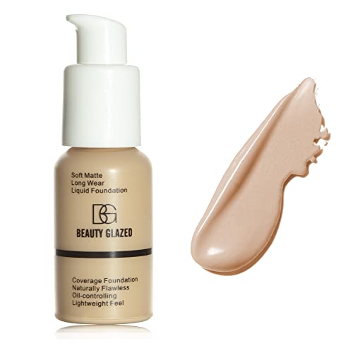 Base de maquillaje líquida mate de cobertura total, base de maquillaje de control de aceite sin defectos, base de maquillaje líquida mate impermeable de larga duración 30ml (#102 Desnudo)