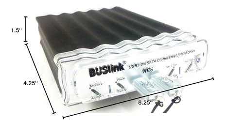 Image of BUSlink CipherShield CSX4TSSDU3KKB 4TB Bilateral 2FA Dual Key Encrypted External SSD - 512-bit AES Hardware Encryption, USB 3.2 Gen 1 & eSATA, FIPS 140-2, HIPAA, HITECH, FERPA, TAA-Compliant