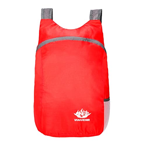 Bolsa plegable colorida ligera para viajes al aire libre, mochila deportiva de gran capacidad, mochila para mujer, funda para laptop, rosso, Talla única