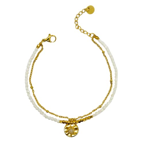 Layered Bracelet Gold Charm Malachite Gemstones Bead Chain Handmade Jewelry Natural Stone Waterproof Adjustable Stack Summer Beach Bracelets