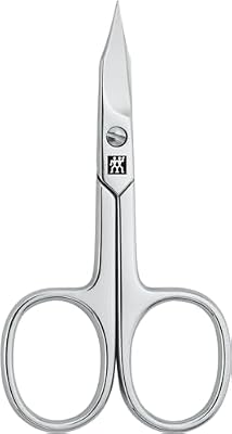 ZWILLING Tijeras combinadas para uñas (tijeras de uñas y cutículas para uñas de manos y pies, filo curvado, punta fina, hipoalergénicas), pulidas, plata, 90 mm