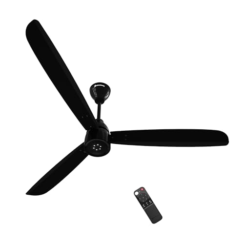 Image of atomberg Renesa Enzel 1400mm BLDC Ceiling Fan with Remote | BEE 5 star | High Air Delivery | LED Speed Indicator | Low Noise | Sleek Design | Power Saving | 3 Year Warranty | Gloss black
