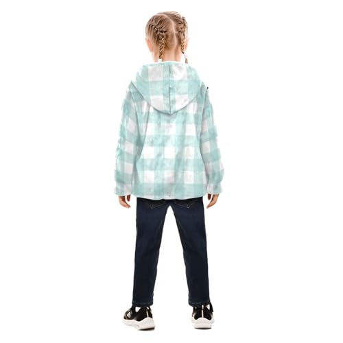 GuoChe Buffalo Plaid Check Tartan Scotland Blue Pattern Boy Hooded Fleece Jacket4