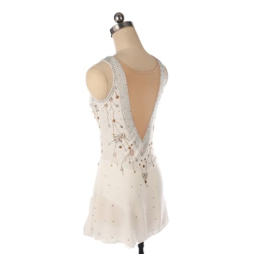 DIJITOO Vestido de patinação artística, vestido collant de dança de balé de ginástica, P, branco