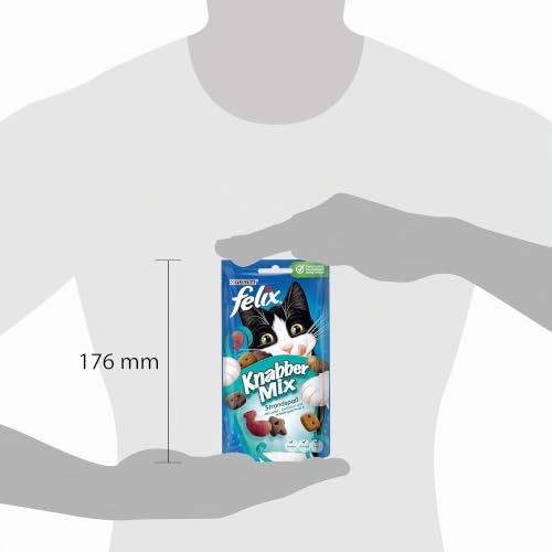 FELIX KnabberMix Strandspaß Katzensnack, Knusper-Leckerlie, 8 x 60g