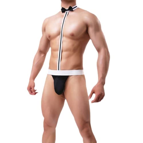 Men's Mankini bow tie Sling Briefs Sexy Cosplay Hollow Out Swimsuit Swimwear G-string SM Thong