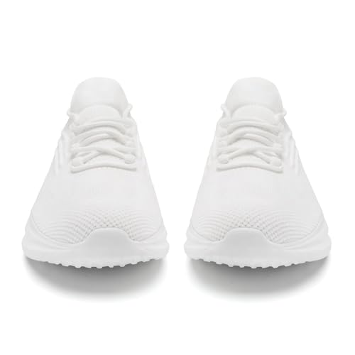 Image of DLWKIPV Running Shoes for Men Casual Slip on Tennis Walking Sneakers Lightweight Breathable Mesh Fashion Gym Athletic Sports Workout Non Slip Trainers White W Size 8.5