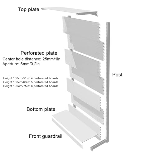 Generico Pannello Forato per Attrezzi da Garage, Porta Punte da Trapano, Porta Chiavi Inglesi, Pannelli forati in Metallo autoportanti e Resistenti con Piastra Superiore - Ampio Organizer da 50x75 po