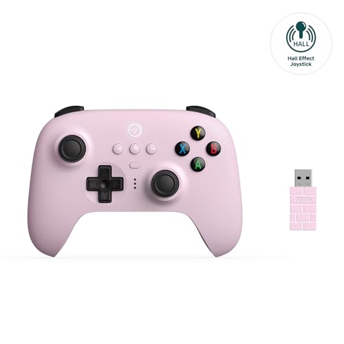 Image of 8Bitdo Ultimate 2.4G Wireless Controller, Hall Effect Joystick Update, Gaming Controller with Charging Dock for PC, Android, Steam Deck & Apple (Pastel Pink)