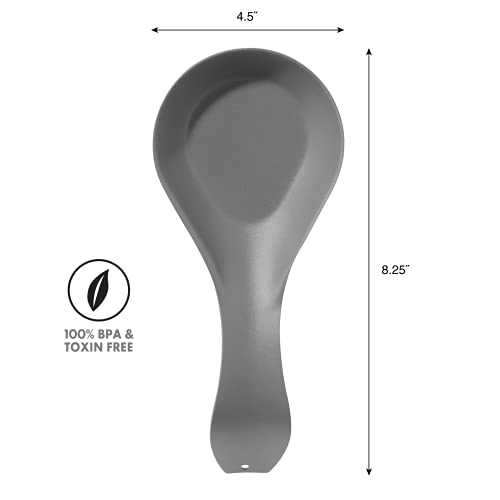 Oggi Stainless Steel Spoon Rest- Long Handle Holds Kitchen Utensils In Place, Great Spoon Rest For Kitchen Counter, Stove Top, Or Coffee Station; Kitchen Accessories, Utensil Rest, Gray #TOP5
