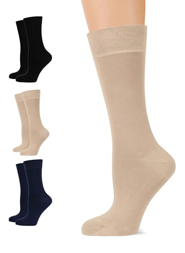 Image of Women's Bamboo Dress Socks, Crew for Business Trouser Casual, Soft, Thin & Seamless, Size 6-9 /9-12 (3, 4 or 5 Pairs)