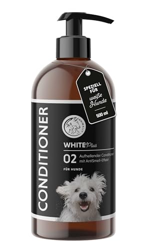 Annimally White Plus Conditioner - Natürliche FellspüLung mit Sheabutter für strahlend weißes Fell, ph-neutrale, feuchtigkeitsspendende Pflege für weißes Fell ohne Bleichmittel & Parfüm - 500 ml