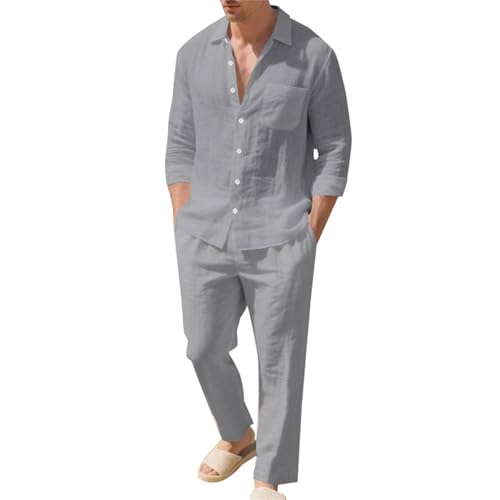 Survêtement léger pour homme uni avec boutons et poches décontracté