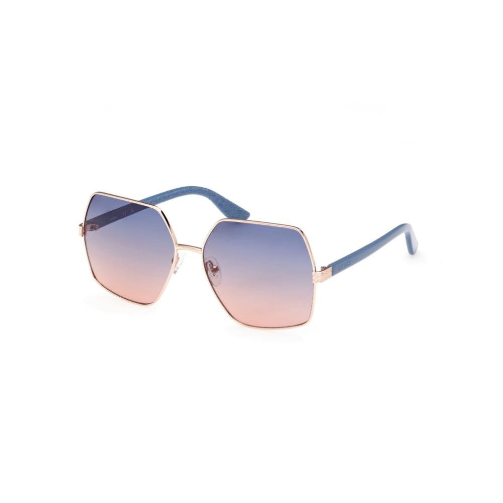 guess sunglasses| 100% UV protected | Gradient | Full Rim | Square | Women | Large | Shiny Rose Gold Alloy Metal Frame | Blue Gradient Lens-picture-28