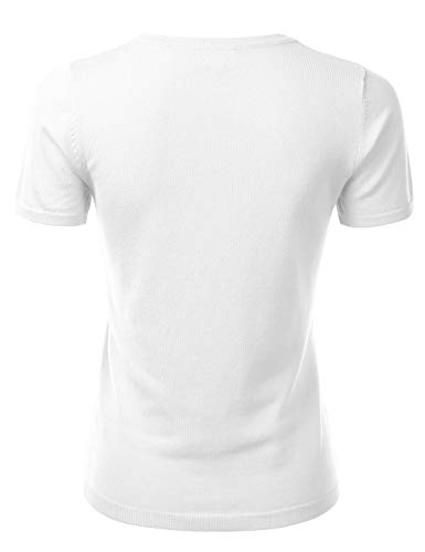 FLORIA Women's Soft Basic Crew Neck Pullover Short Sleeve Knit Sweater (S-XL)3