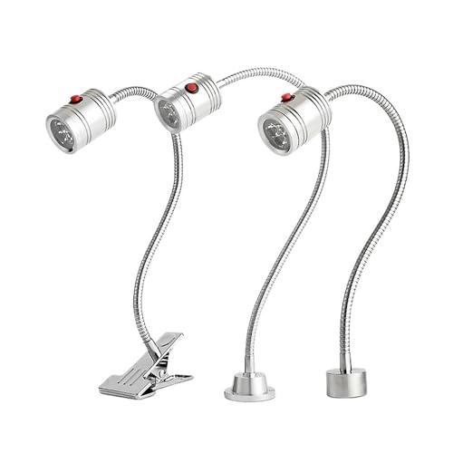 DAISHUJIE Work Light Super Bright Clear Lighting 110-220V 5W LED Adjustable Neck Fixed Base Light Plug(Screw fixing base,3W)