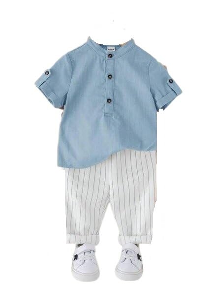 stylish Boys Kids Soft Cotton Top Bottom Set Comfortable Casual Outfit For School And Play Daily Use Set-image-2