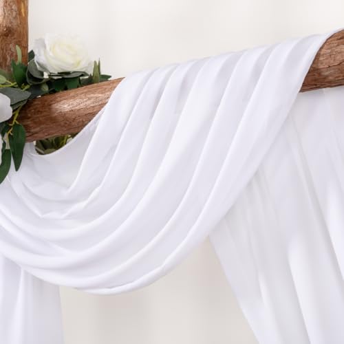 White Wedding Arch Draping Fabric 30'' x 18FT Sheer Chiffon Arch Drape Backdrop 2 Panel Drapes for Bridal Shower Baby Shower Photo Booth Church Decor Birthday Party Outdoor Decoration