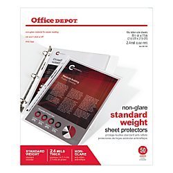Office Depot Non-Glare Standard Weight Sheet Protectors, 8 1/2in. x 11in., Box Of 50, 491703