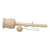 3 Piece Classic Cup & Ball Toss Toy Set - Handheld Unfinished Wood Cup and Ball Toss Toy Game - Bag of 10
