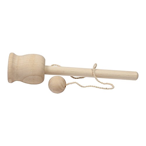 3 Piece Classic Cup & Ball Toss Toy Set - Handheld Unfinished Wood Cup and Ball Toss Toy Game - Bag of 10