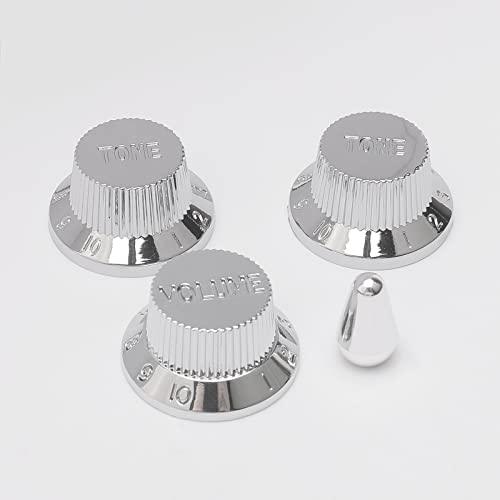 Pxyelec 3PCS Guitar Volume Tone Control Knobs, Potentiometer Dome Knob Chrome with Toggle Switch Tip Knob Cap - Image 4