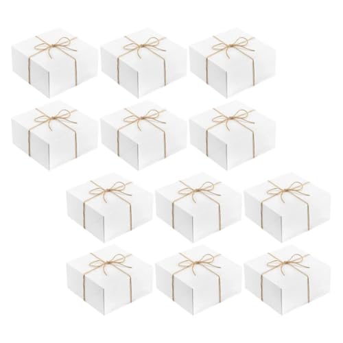 Boîtes d'emballage blanches KICHOUSE en papier kraft avec cordelette pour cadeau lot de 12