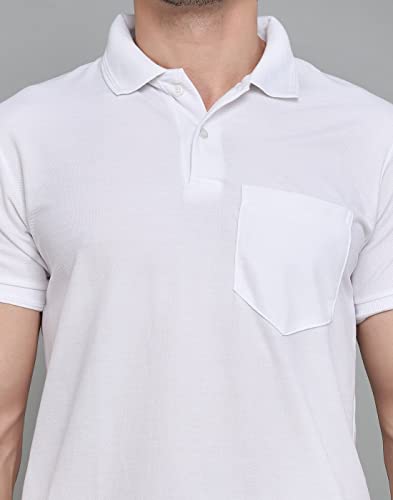 Image of INKKR Men's Polo Neck Half Sleeve Cotton Blend Regular Fit T-Shirt With Pocket
