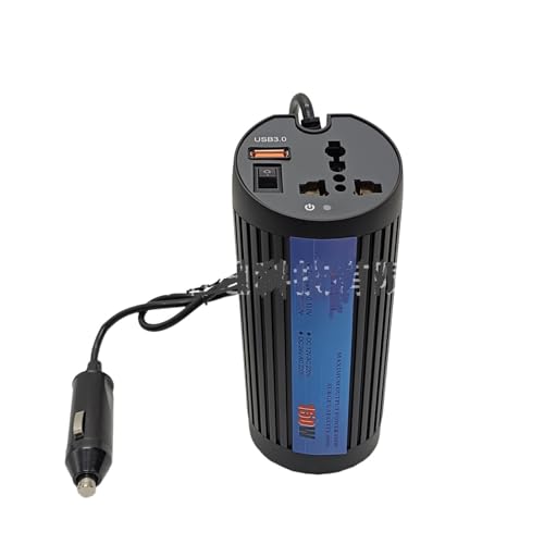 Onduleur de voiture 150W en forme de tasse de 12V à 220V avec charge rapide USB 3.0