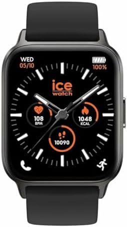ICE-WATCH - Ice fit 1.0 Black AMOLED - Schwarze Connected Watch mit Silikonarmband - 024104 (1.78 Zoll)
