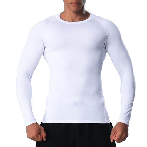 VanKee Camiseta compresión Hombre Camiseta Transpirable de Secado rápido con diseño de Malla en Las Axilas Camiseta Manga Larga para Gym Football Cycling