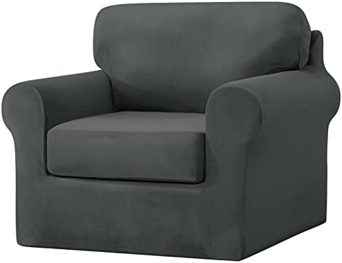 SYLC Sofa Cover with Separate Seat Cushions and Backrests Stretch Velvet Sofa Slipcover Couch Covers Furniture Protector Split Combined (Dark green,Large 4 Seat Set 7 PCS)