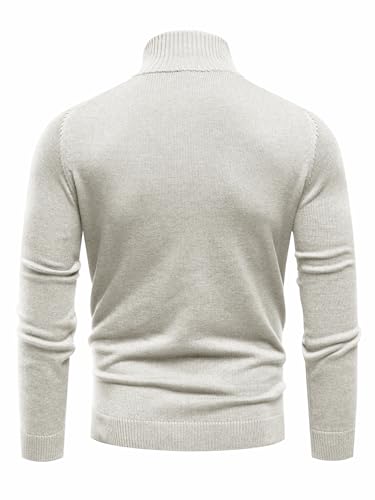 Les umes Mens Quarter Zip Pullover Sweaters Cotton Mock Neck Polo Sweater Casual Long Sleeve Knit Jumper3