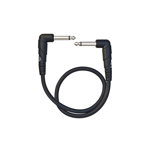 D'Addario Guitar Cable - Guitar Patch Cable - Instrument Cable - Guitar Accessories - 1/4 Inch Right Angle Cable - 1 Foot/0.30 Meters - Right Angle - 1 Pack