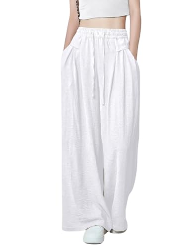 Image of GRECIILOOKS High Waist Polycotton Trousers for Women - Flared Parachute Pants with Side Pockets | Casual Travel Cargo Pants (Available in Plus Size and Value Pack)
