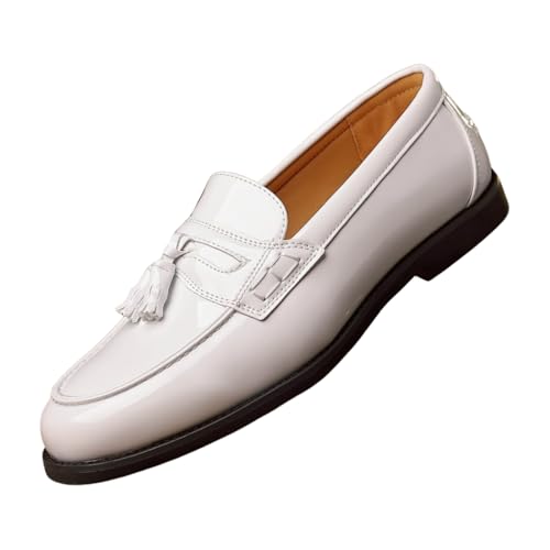 Santimon Men's Patent Leather Tassel Loafers Classic Comfortable Slip-On Formal Dress Shoes