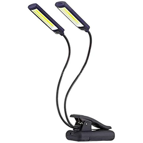 Uonlytech Doppelkopfclip an Lichtern Multi-Winkel-Leselampe Verstellbar Schwanenhals LED-Lampe Tragbare Buch Bettlampe Cover