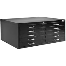 AdirOffice Flat File Cabinet - Heavy Duty 5-Drawer Blueprint Sheets Storage, 41" x 53" Great for Documents Sized 36 x 48, Ideal for Artists, Art Files, Engineers, Architects, Offices - Black
