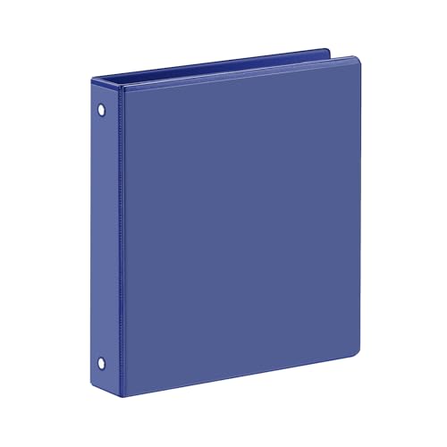 Image of SUIN 1 Inch 3 Ring Binder, Clear 1'' View Presentation Binders with 2 Pockets, Fits 8.5 x 11 Letter Size, Durable Polypropylene, Non-Stick & PVC-Free for School, Office & Home (Navy Blue)