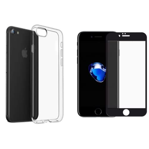 Película De Vidro 3D Tela Toda Para iPhone + Capa Capinha Case (iPhone 7/8 Preto)