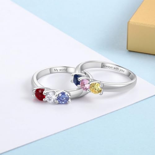Mothers Day Gifts 10K 14K 18K Solid Gold Customized Mom Ring 2-4 Birthstones Personalized Family Names Ring Jewelry Gifts for Mothers Wife Mom4